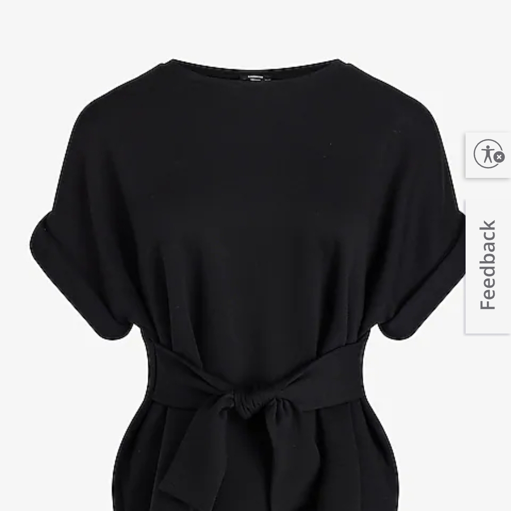 Crew Neck Tie Front Tee L